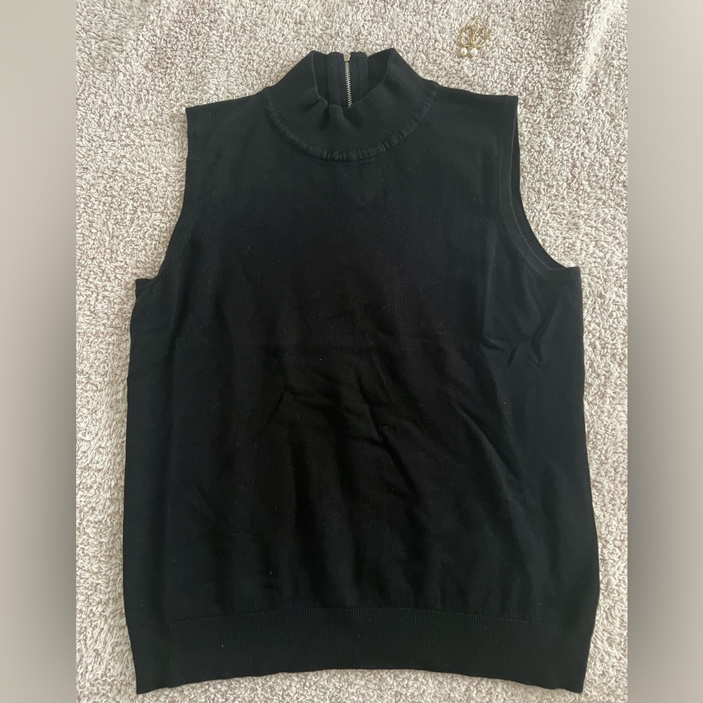 Philosophy | Sleeveless Sweater with 1/4 Back Zipper with Ribbon